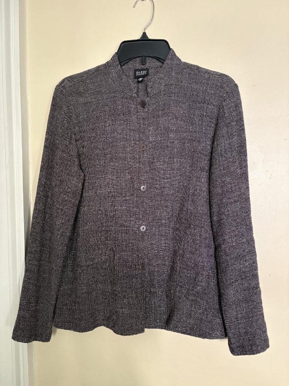 Eileen Fisher Vintage Textured Button Front Top